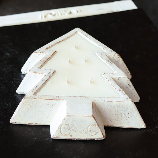 White Pottery Tree Bowl Candle - Blackberry Bourbon