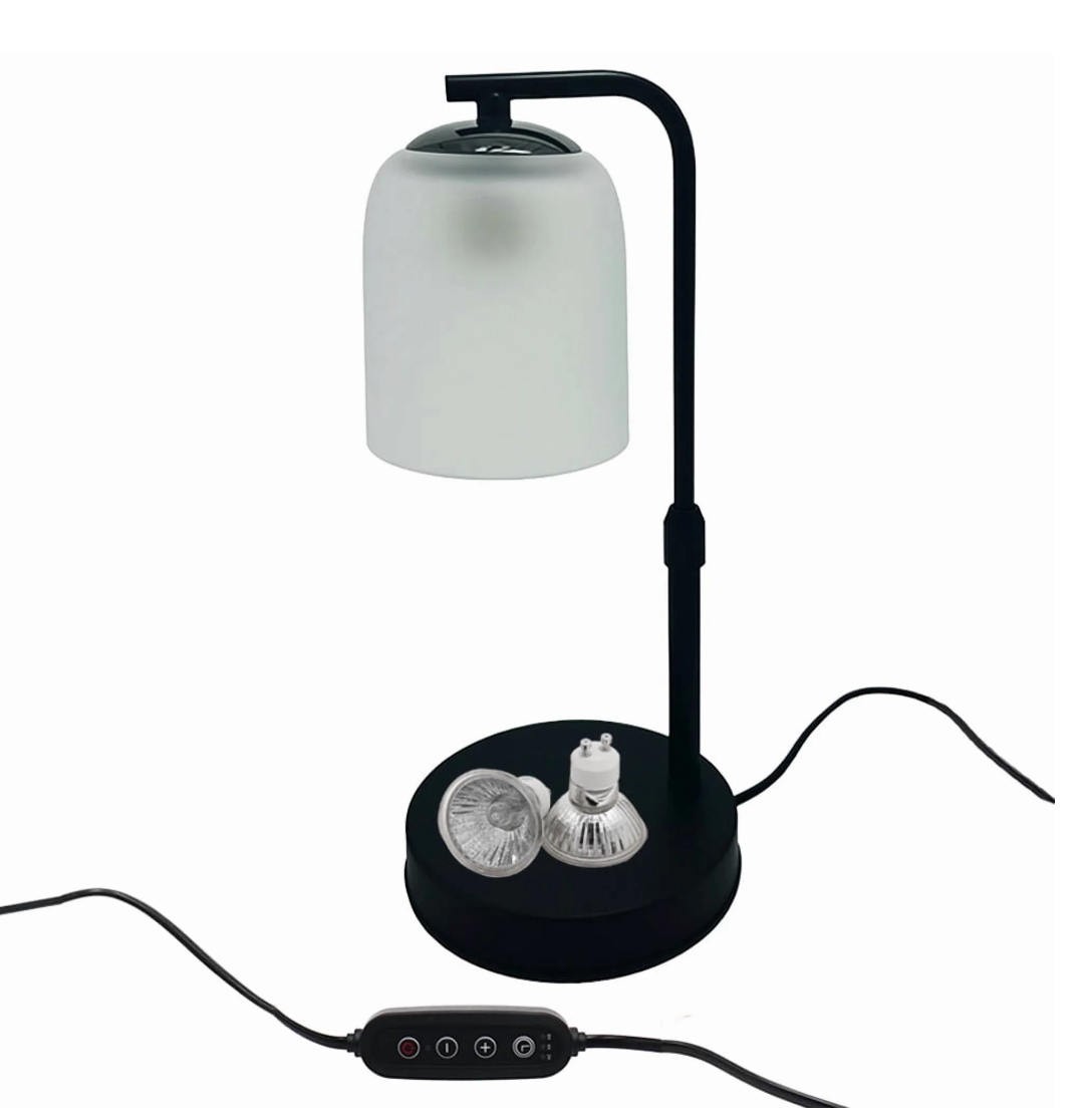 Black Metal Base with Frosted Glass - Candle Warmer Lamp