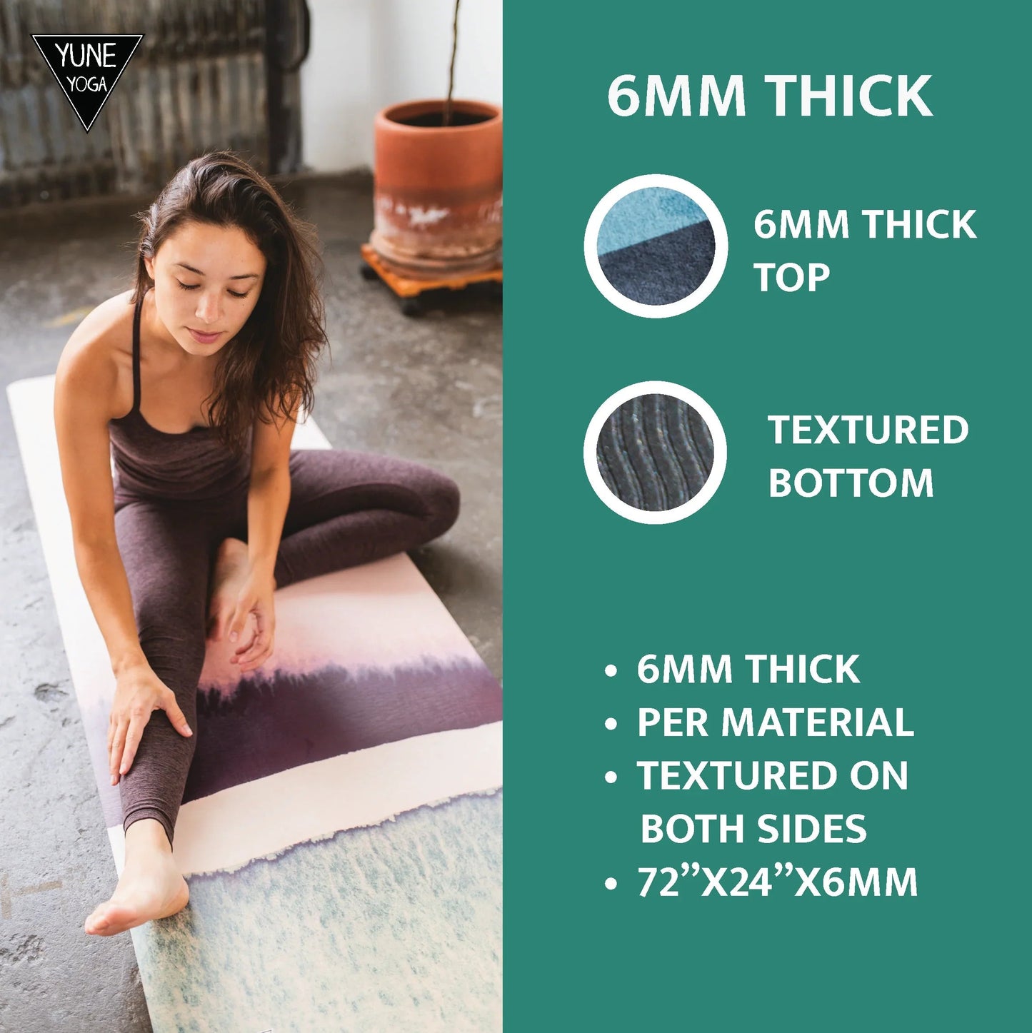 Jerome Midnight Yoga Mat – 6 mm Extra Thick, Double-Sided Non-Slip, Eco-Friendly PER with Deep Purple Midnight Design | Yune Yoga