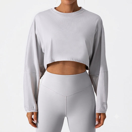 Women's Long Sleeve Yoga Top | Loose Crewneck Active Shirt