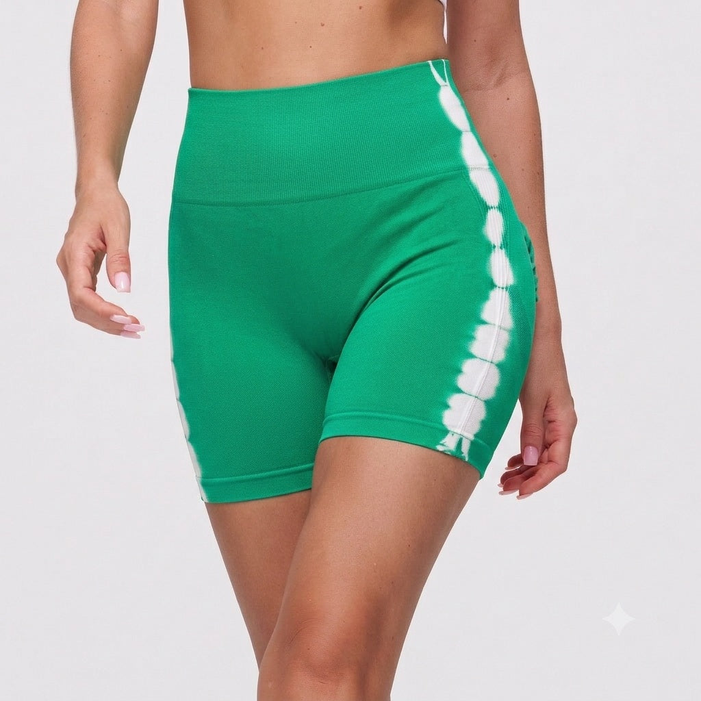 Tie-Dye Scrunch Yoga Shorts – Women's High-Waist Activewear