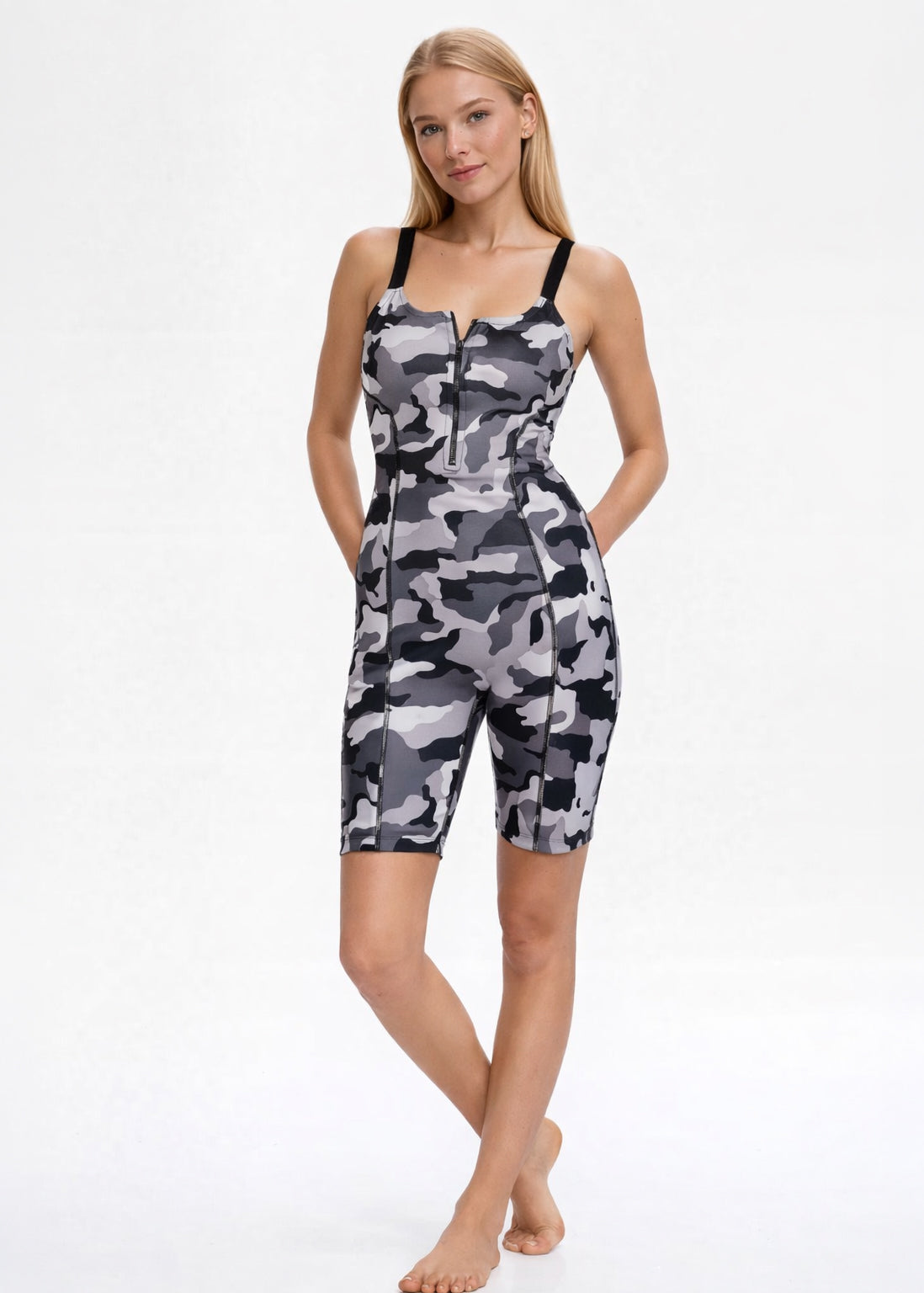 Grey Camo Romper Made in USA