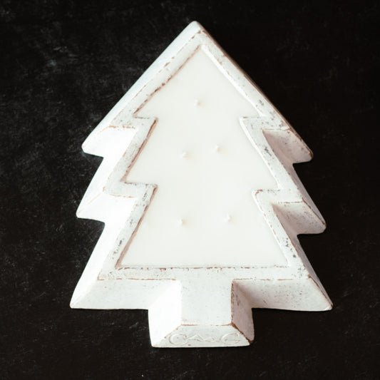 White Pottery Tree Bowl Candle - Blackberry Bourbon