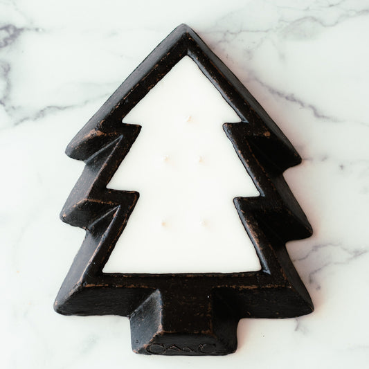 Black Pottery Tree Bowl Candle - Spiced Cranberry Apple