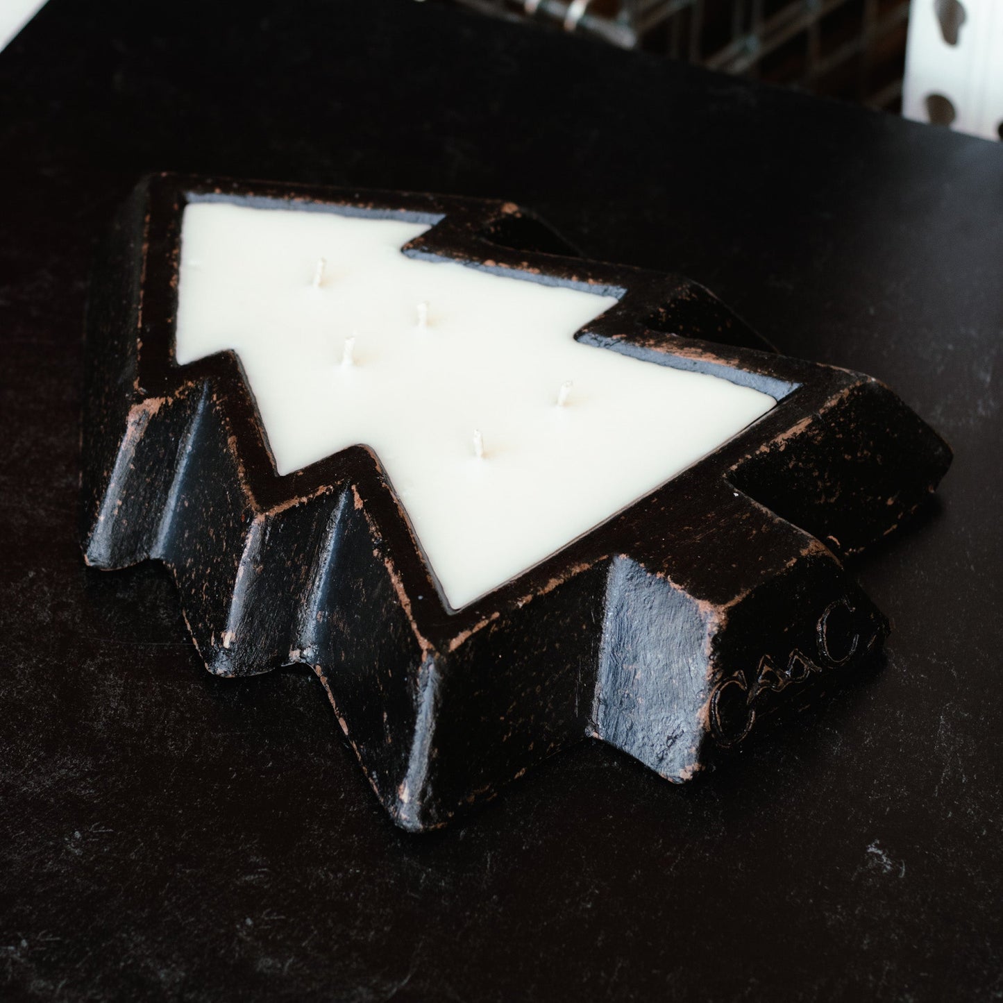 Black Pottery Tree Bowl Candle - Cozy Flannel