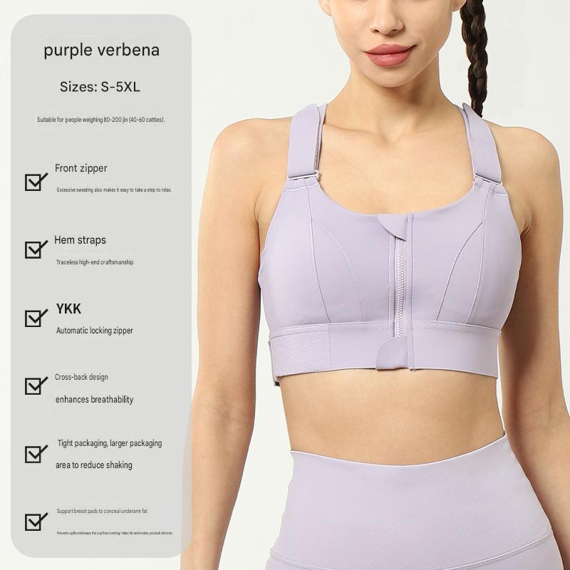 Women's High-Support Zipper Sports Bra – Shockproof Yoga & Running Top