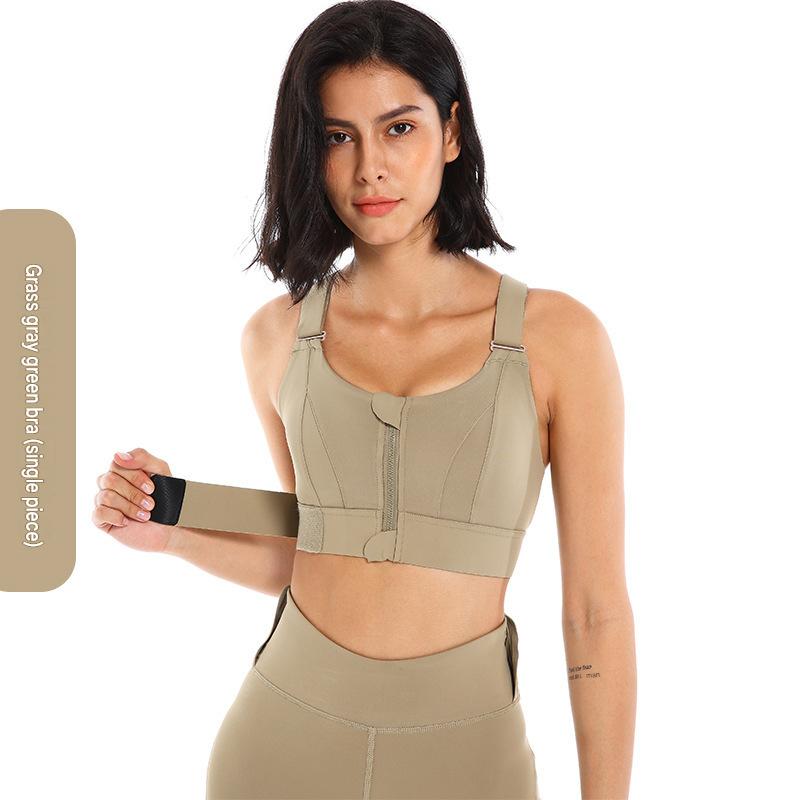 Women's High-Support Zipper Sports Bra – Shockproof Yoga & Running Top