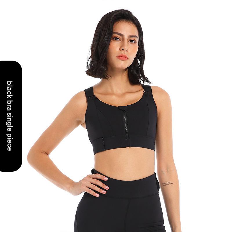Women's High-Support Zipper Sports Bra – Shockproof Yoga & Running Top