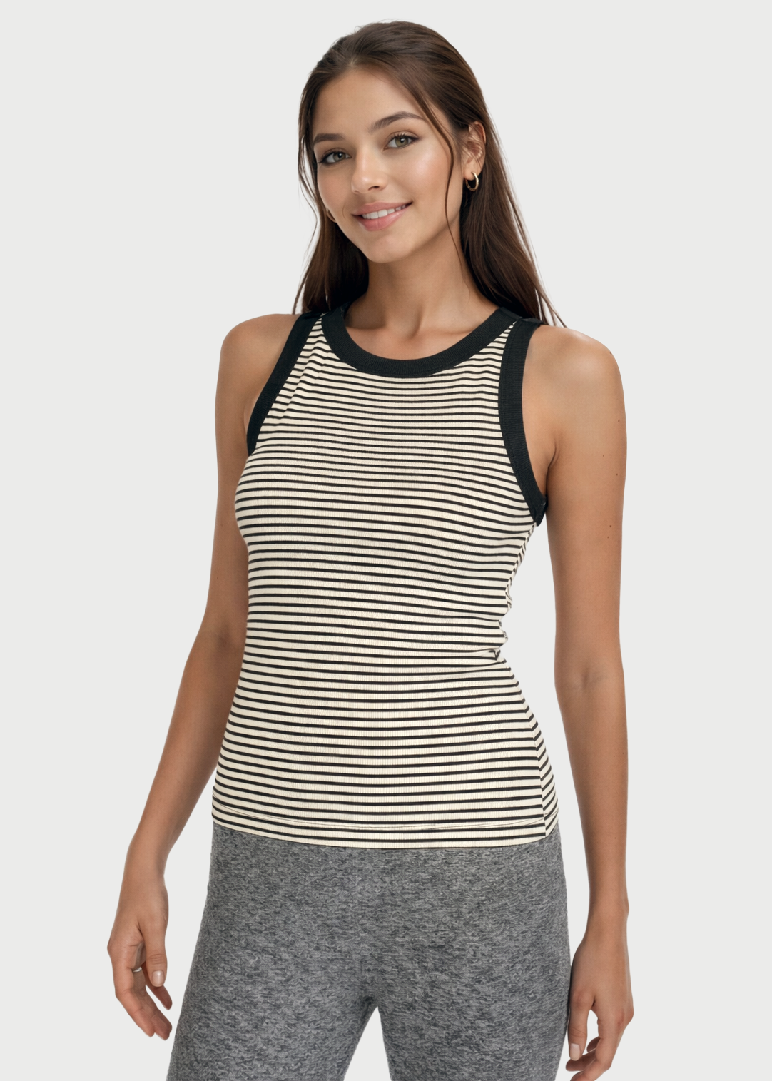 2X1 Rib Solid Round Neck Tank Top Made in USA