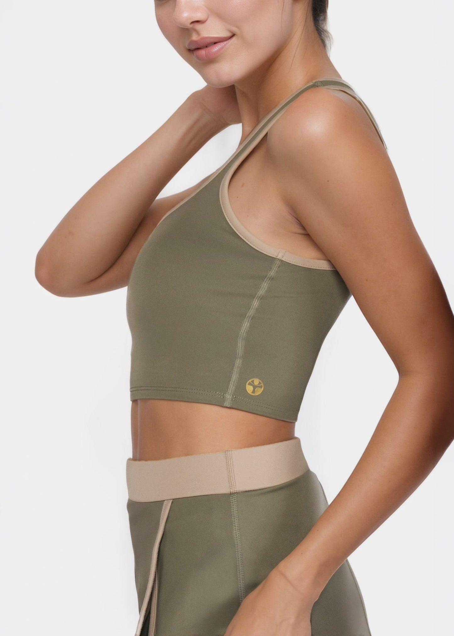 Contrast Cropped Sports Bra Made in USA