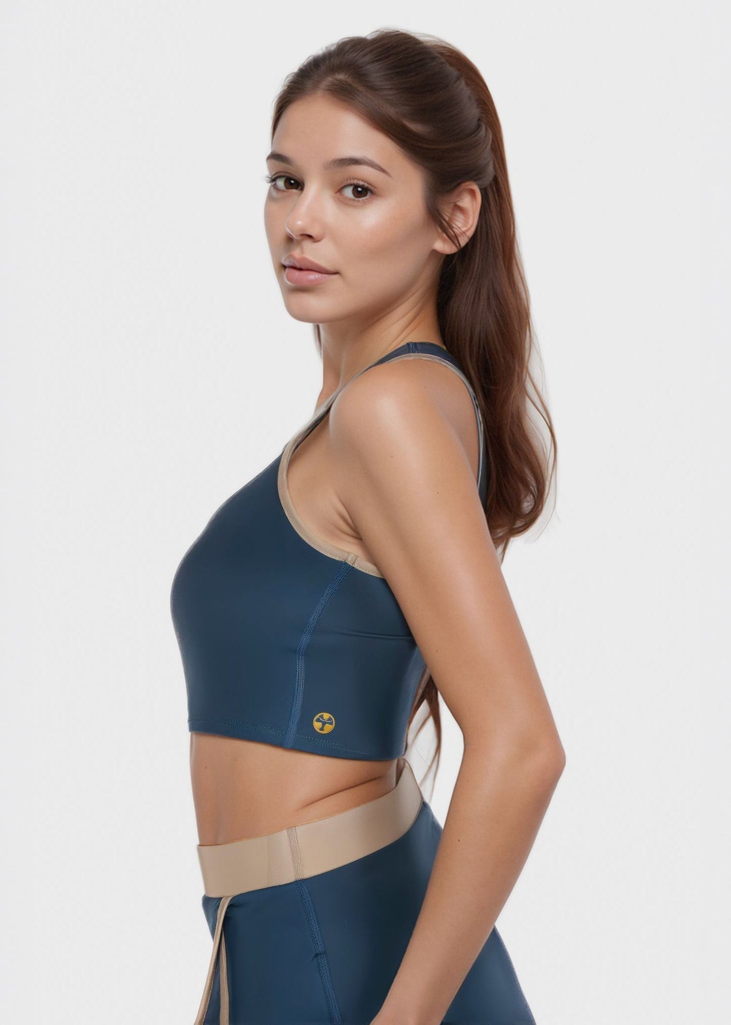 Contrast Cropped Sports Bra Made in USA