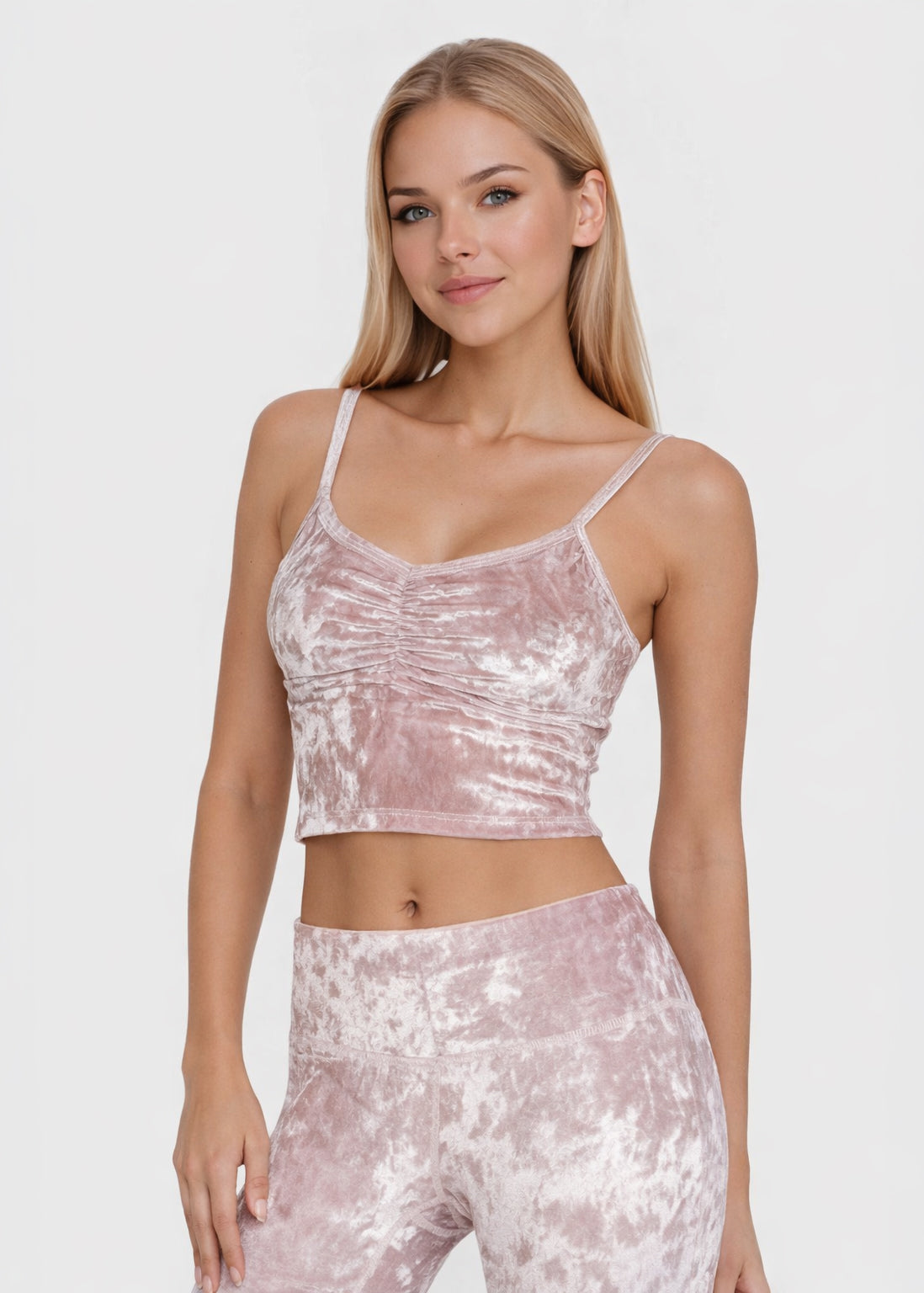 Velvet Shirred Crop Top Made in USA
