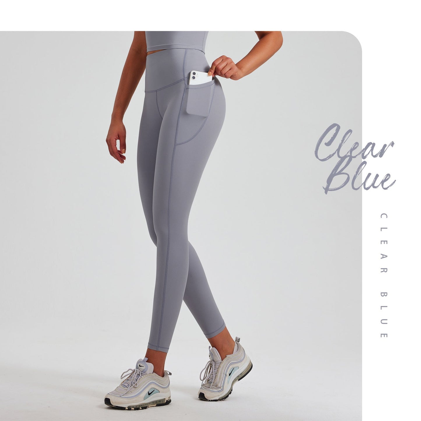 Yoga Pants,Yoga Leggings - Clear Blue