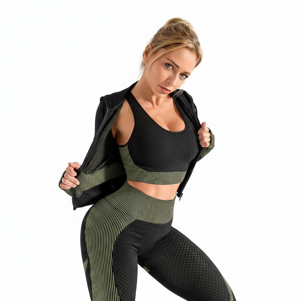 Women's Seamless Yoga Set – Shock-Absorbing Sports Bra & High-Waist Leggings